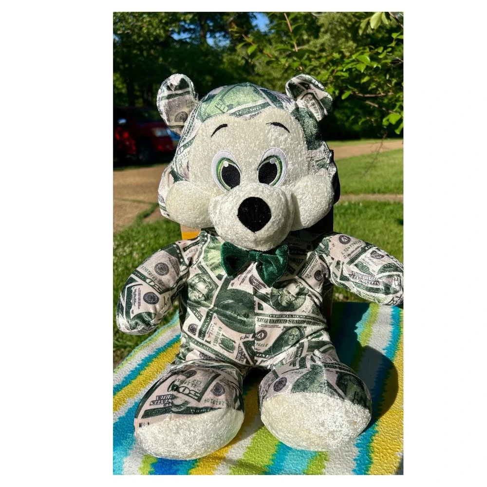 Nanco 2007 Money Print Plush Teddy Bear‎ 22in Velvet Novelty vintage toy